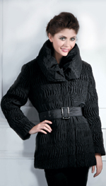 Style WT44 microfabric ruched jacket w/ fur lining